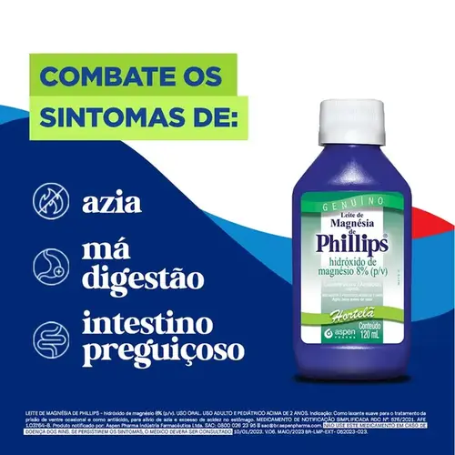 Leite de Magnésia de Phillips Sabor Hortelã 120ml