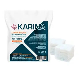 Compressa de Gaze Não Estéril Karina 13 Fios 7,5cm x 7,5cm - 500 Unidades