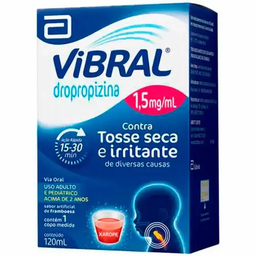 Vibral infantil 1,5mg/ml - Xarope Sabor Framboesa com 120ml