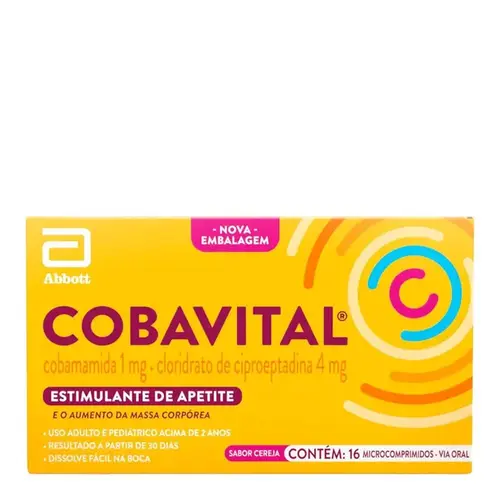 Estimulante de Apetite Cobavital 1mg Cereja 16 Microcomprimidos