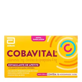 Estimulante de Apetite Cobavital 1mg Cereja 16 Microcomprimidos