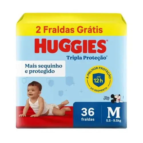 Fralda Huggies Tripla Proteção Meguinha M 36 Unidades