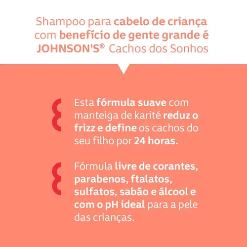 Shampoo Infantil Johnson's Kids Cachos Dos Sonhos 400ml