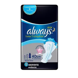 Absorvente Always Noites Tranquilas Seca XXG com Abas 10 Unidades
