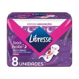 Absorvente Libresse Noturno Regular Cobertura Suave com Abas 8 Unidades