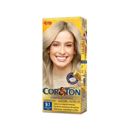 Tintura de Cabelo Cor&Ton 9.1 Louro Claro Cinza 1 Unidade