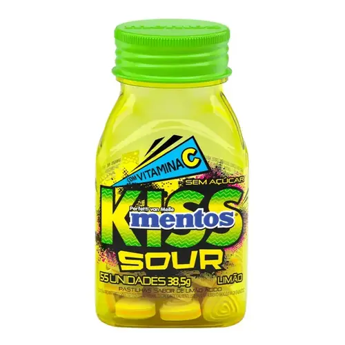 Bala Mentos Kiss Sour Limão - 38,5gr