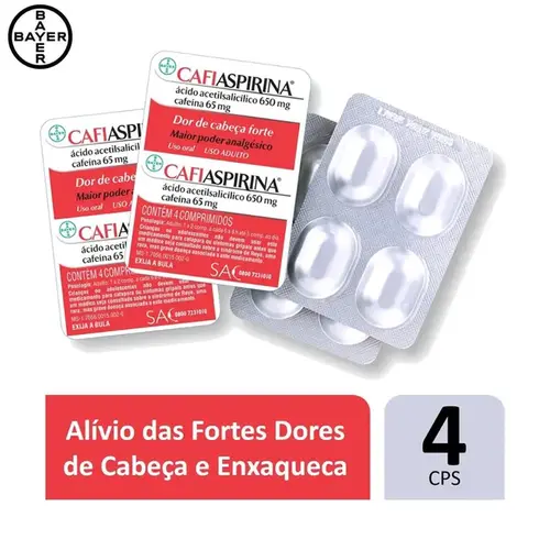 CafiAspirina 650mg + 65mg 4 Comprimidos