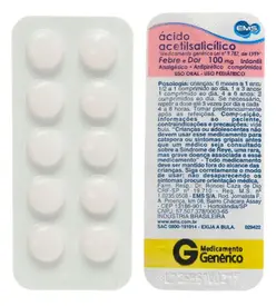 Ácido Acetilsalicílico Infantil 100mg 10 Comprimidos - EMS - Genérico