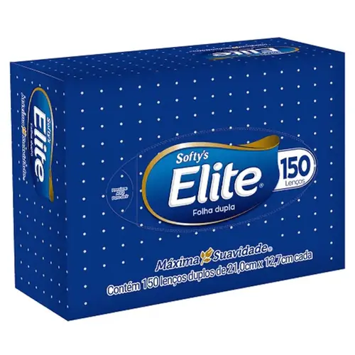 Lenços de Papel Softy's Elite Folha Dupla 1 Unidade com 150 Lenços Duplos