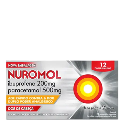 Nuromol 200mg + 500mg - 12 Comprimidos
