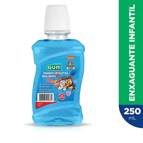 Enxaguante Bucal Infantil Gum Patrulha Canina Antisséptico 250ml