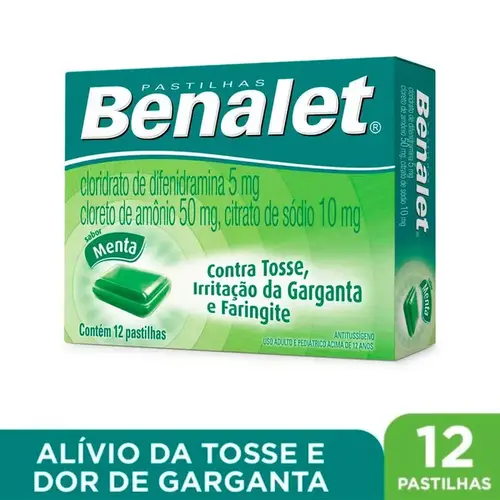 Pastilha Benalet - Sabor Menta - 12 Pastilhas