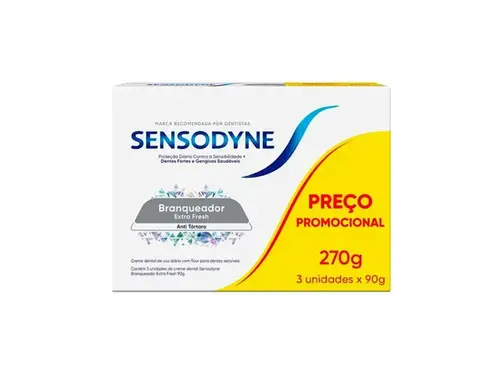 Kit Creme Dental Sensodyne Branqueador Extra Fresh 3 Unidades 90g Cada