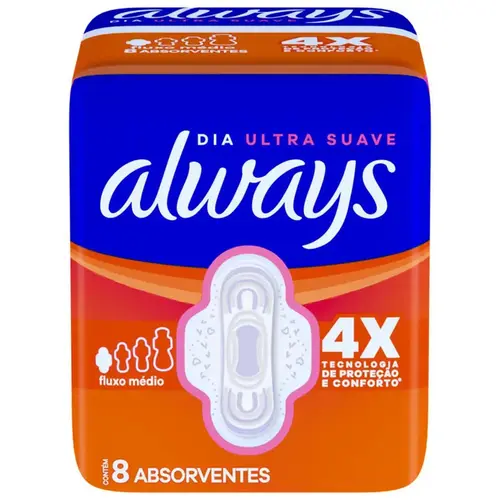 Absorvente Always Dia Ultra Suave com Abas 8 Unidades