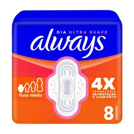 Absorvente Always Dia Ultra Suave com Abas 8 Unidades