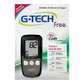 Kit Aparelho Medidor de Glicemia G-Tech Free 10 Tiras + 10 Lancetas + 1 Lancetador
