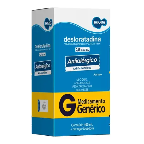 Desloratadina 0,5mg/ml - Xarope com 60ml - EMS - Genérico