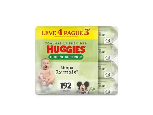 Lenço Umedecido Huggies Higiene Superior Limpa 2x Mais - 192 Unidades