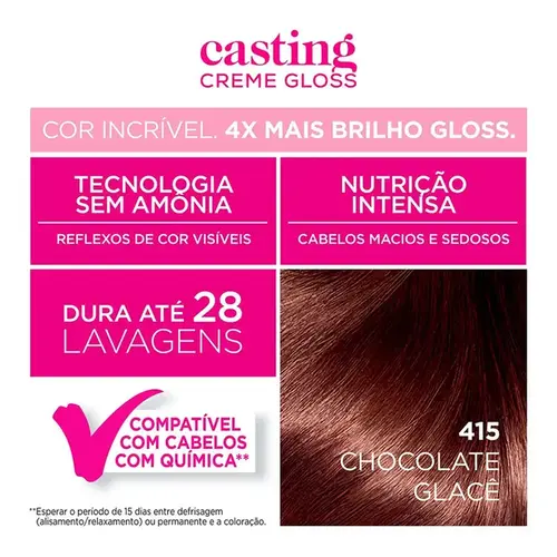Tinta de Cabelo L’Oréal Paris Casting Creme Gloss 415 Chocolate Glacê