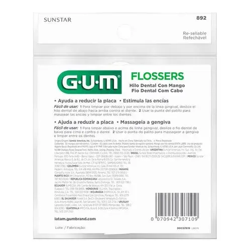 Fio Dental com Haste GUM Flosser Basic 30 Unidades