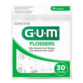 Fio Dental com Haste GUM Flosser Basic 30 Unidades