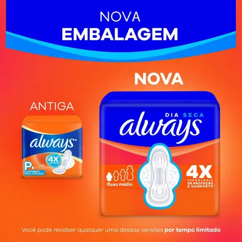 Absorvente Always Dia Seca com Abas 8 Unidades