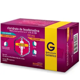 Cloridrato de Fexofenadina 120mg 10 Comprimidos - Ranbaxy - Genérico