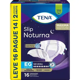 Fralda Geriátrica Tena Slip Noturna EG Leve 16 Pague 14