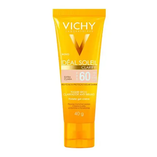 Protetor Solar Facial Vichy Idéal Soleil Clarify Cor Extra Clara FPS60 40g