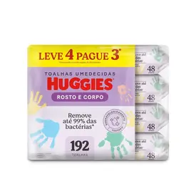 Lenço Umedecido Infantil Huggies Rosto e Corpo 192 Unidades