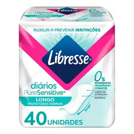 Protetor Diário Libresse Pure Sensitive Longo 40 unidades