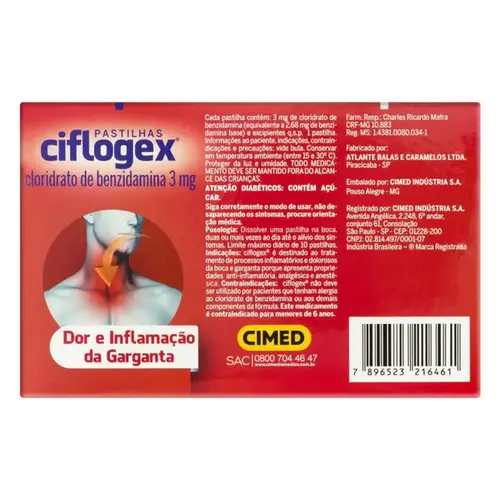 Pastilha Ciflogex 3mg - Sabor Cereja - 12 Pastilhas