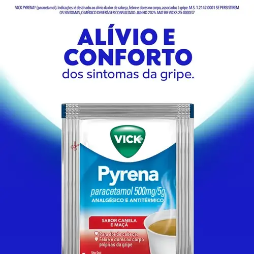 Vick Pyrena 500mg - Sabor Maçã e Canela - 1 Envelope 5g