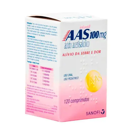 AAS Infantil - Ácido Acetilsalicílico 100mg 120 Comprimidos