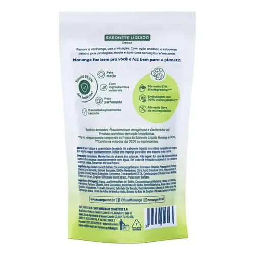 Sabonete Líquido Monange Detox - Refil 200ml