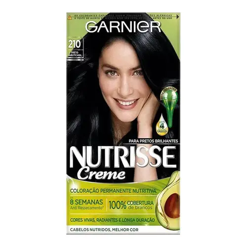 Tinta de Cabelo Garnier Nutrisse Creme 210 Preto Jabuticaba