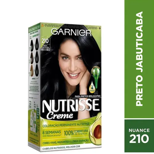 Tinta de Cabelo Garnier Nutrisse Creme 210 Preto Jabuticaba