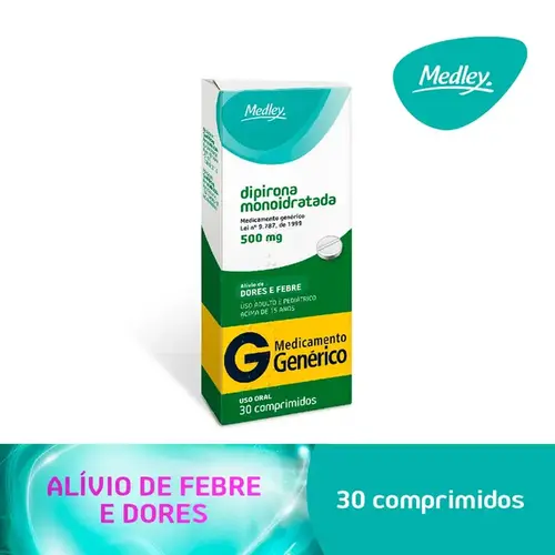 Dipirona Sódica Monoidratada 500mg Genérico Medley 30 Comprimidos