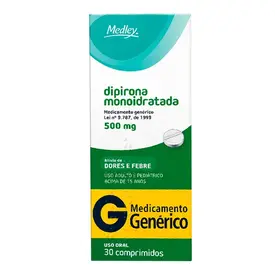 Dipirona Sódica Monoidratada 500mg Genérico Medley 30 Comprimidos