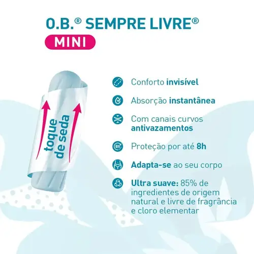 Absorvente Interno OB Sempre Livre ProComfort Mini 8 Unidades
