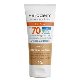 Protetor Solar Facial Helioderm Oil Free FPS70 Cor Bege Escuro 50g