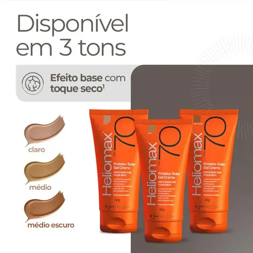 Protetor Solar Facial Heliomax Gel Creme FPS 70 Cor Média 50g