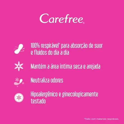 Protetor Diário Carefree Proteção sem Perfume 15 Unidades