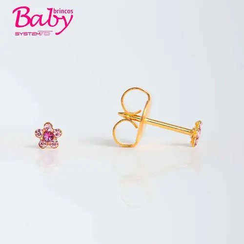 Brinco Infantil Antialérgico Studex Baby - Daisy Rosé Fúcsia - 1 Par