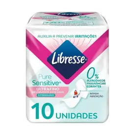 Absorvente Libresse Pure Sensitive Dia Ultrafino com Abas 10 Unidades