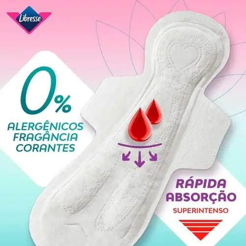 Absorvente Libresse Pure Sensitive Noturno Ultrafino Extra Suave com Abas 10 Unidades