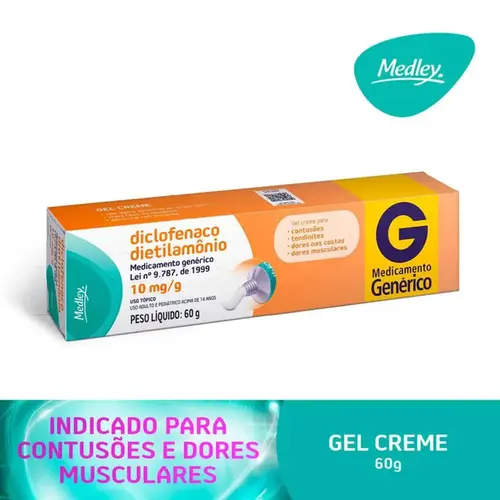 Diclofenaco Dietilamônio 10mg/g Gel Creme 60g Medley Genérico