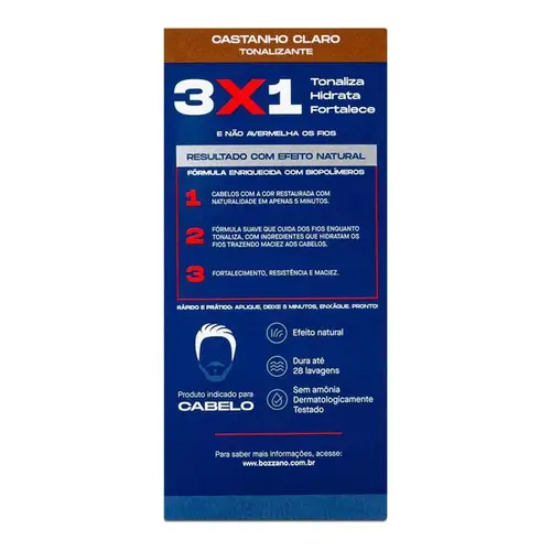 Tonalizante Masculino Bozzano Biocolor Castanho Claro 1 Unidade