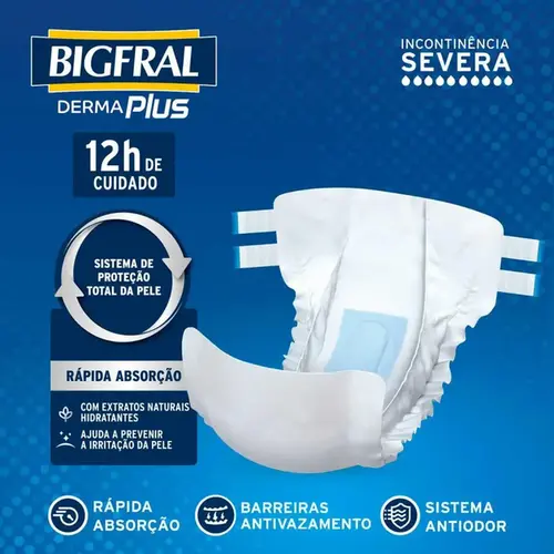 Fralda Geriátrica Bigfral Derma Plus Noturna M Unissex 16 Unidades